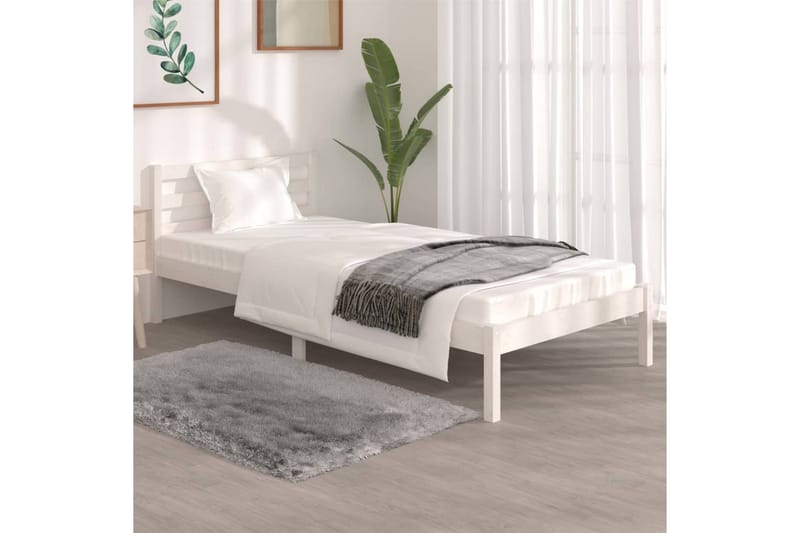 Sängram massiv furu 90x190 cm vit 3FT - Vit - Möbler - Säng - Sängram & sängstomme