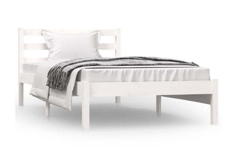 Sängram massiv furu 90x190 cm vit 3FT - Vit - Möbler - Säng - Sängram & sängstomme