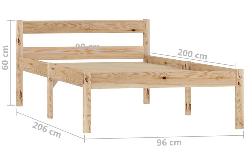 Sängram massiv furu 90x200 cm - Brun - Möbler - Säng - Sängram & sängstomme