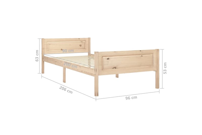 Sängram massiv furu 90x200 cm - Brun - Möbler - Säng - Sängram & sängstomme