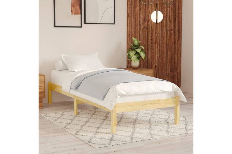 Sängram massiv furu 90x200 cm - Brun - Möbler - Säng - Sängram & sängstomme