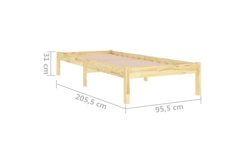 Sängram massiv furu 90x200 cm - Brun - Möbler - Säng - Sängram & sängstomme