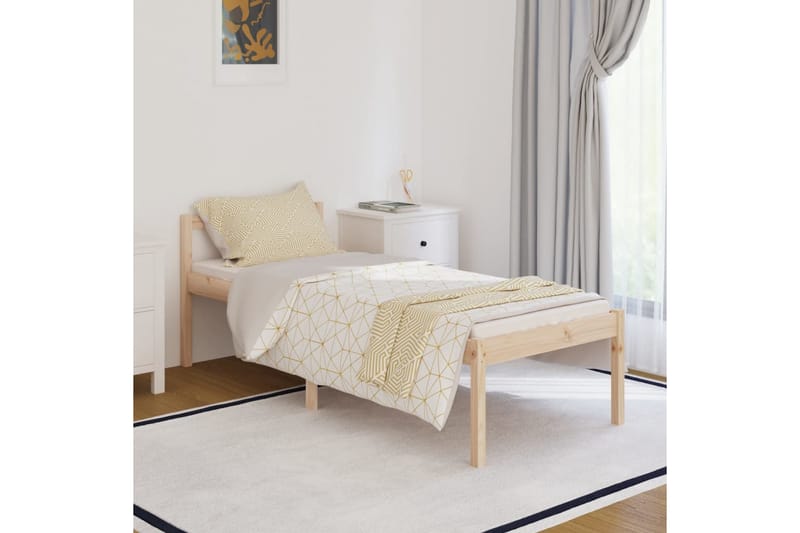 Sängram massiv furu 90x200 cm - Brun - Möbler - Säng - Sängram & sängstomme