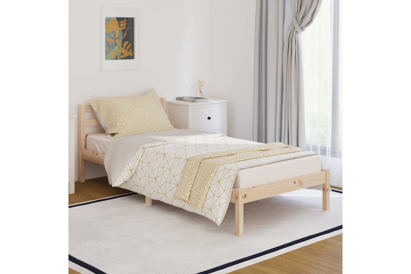 Sängram massiv furu 90x200 cm - Brun - Möbler - Säng - Sängram & sängstomme