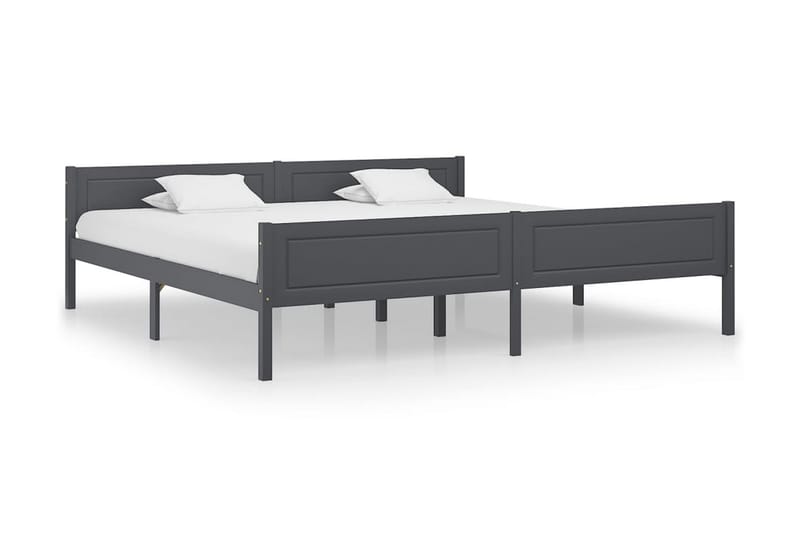 Sängram massiv furu grå 200x200 cm - Grå - Möbler - Säng - Sängram & sängstomme
