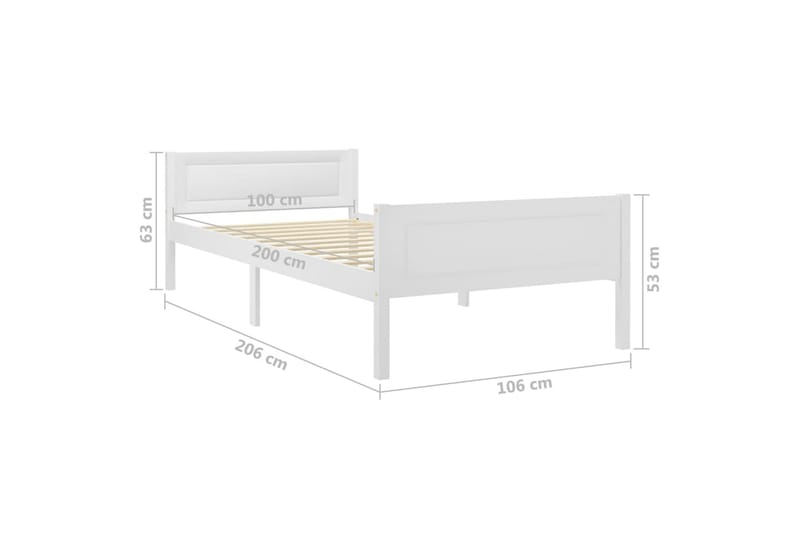 Sängram massiv furu vit 100x200 cm - Vit - Möbler - Säng - Sängram & sängstomme