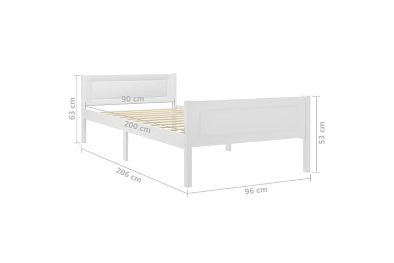 Sängram massiv furu vit 90x200 cm - Vit - Möbler - Säng - Sängram & sängstomme