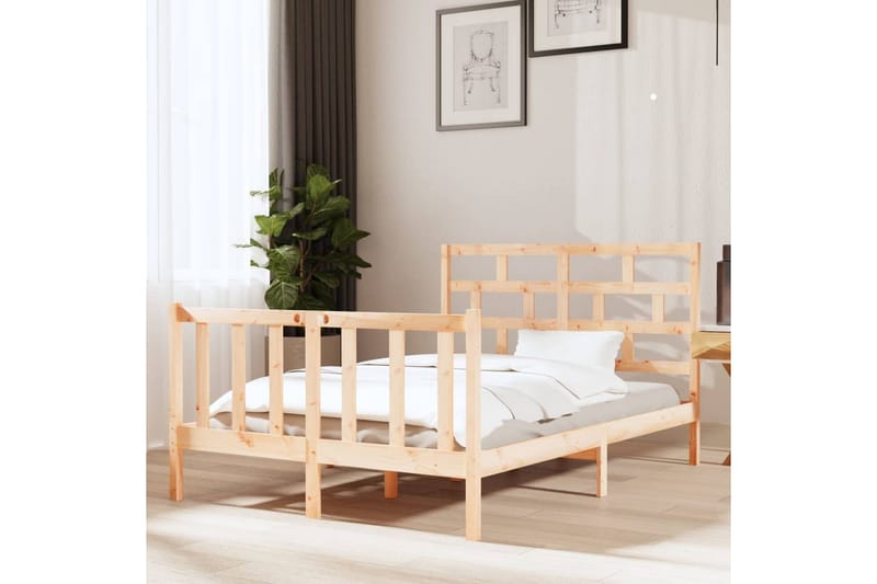 Sängram massivt furu 120x190 cm - Brun - Möbler - Säng - Sängram & sängstomme