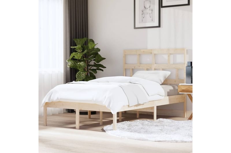 Sängram massivt furu 120x200 cm - Brun - Möbler - Säng - Sängram & sängstomme