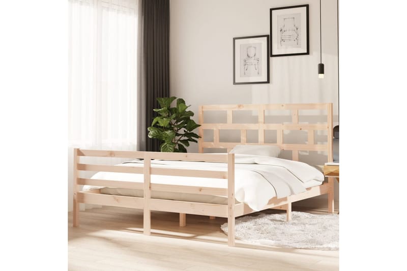 Sängram massivt furu 160x200 cm - Brun - Möbler - Säng - Sängram & sängstomme