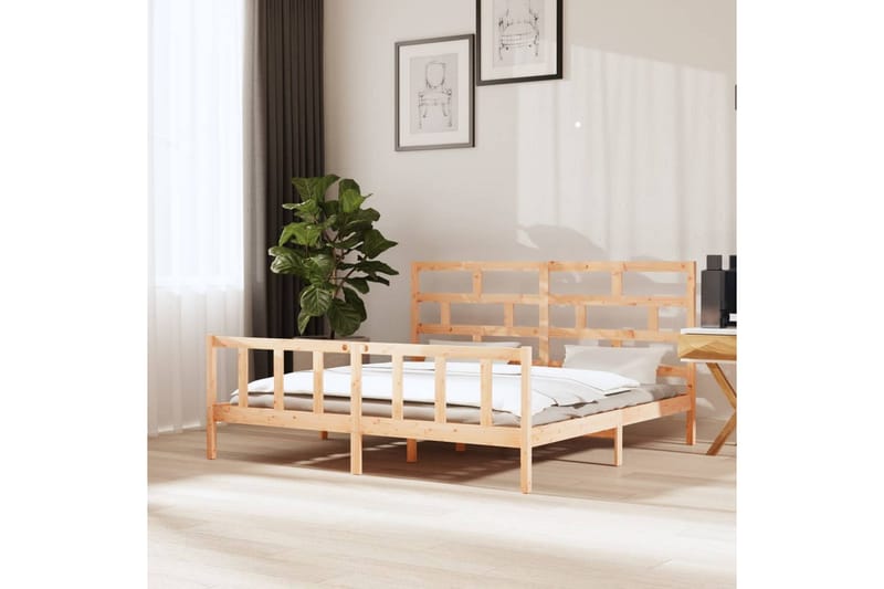 Sängram massivt furu 180x200 cm - Brun - Möbler - Säng - Sängram & sängstomme