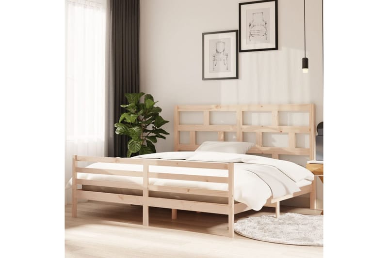Sängram massivt furu 200x200 cm - Brun - Möbler - Säng - Sängram & sängstomme