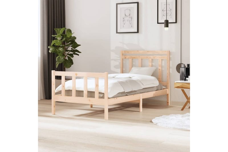 Sängram massivt trä 100x200 cm - Brun - Möbler - Säng - Sängram & sängstomme