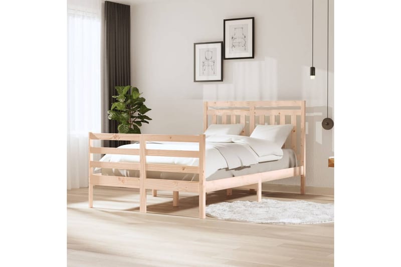 Sängram massivt trä 120x190 cm 4FT - Brun - Möbler - Säng - Sängram & sängstomme