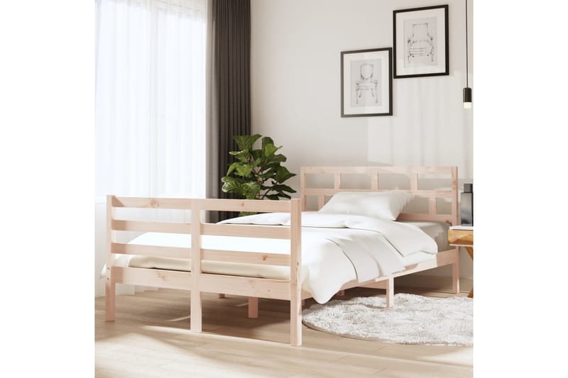 Sängram massivt trä 120x190 cm 4FT - Brun - Möbler - Säng - Sängram & sängstomme