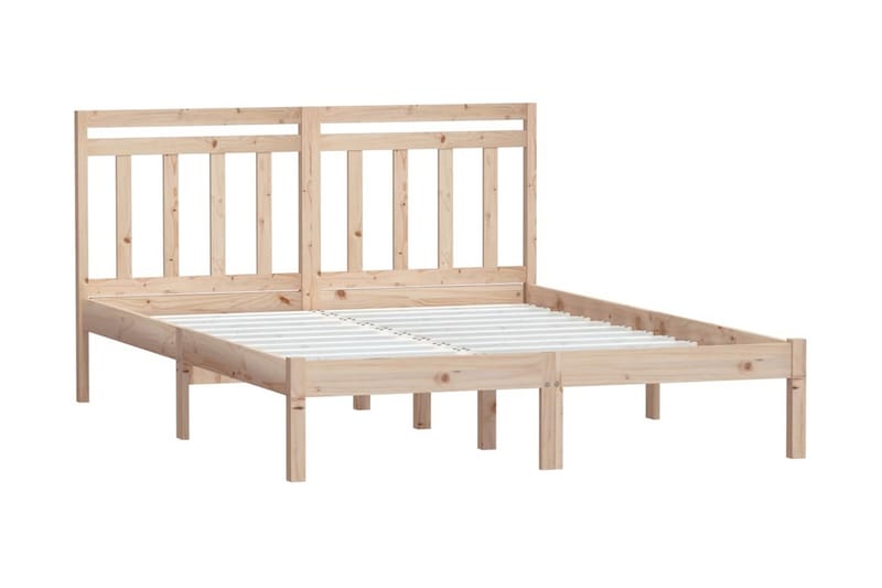 Sängram massivt trä 135x190 cm dubbelsäng - Brun - Möbler - Säng - Sängram & sängstomme