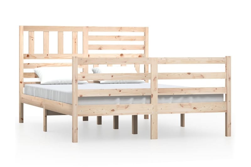 Sängram massivt trä 140x190 cm - Brun - Möbler - Säng - Sängram & sängstomme