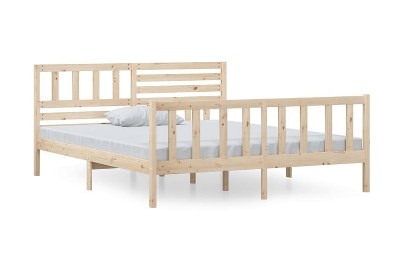 Sängram massivt trä 140x190 cm - Brun - Möbler - Säng - Sängram & sängstomme