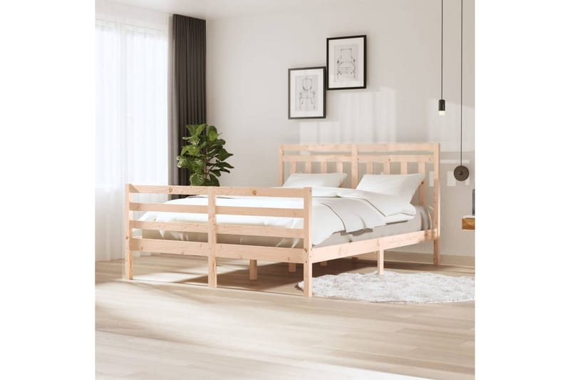Sängram massivt trä 150x200 cm - Brun - Möbler - Säng - Sängram & sängstomme