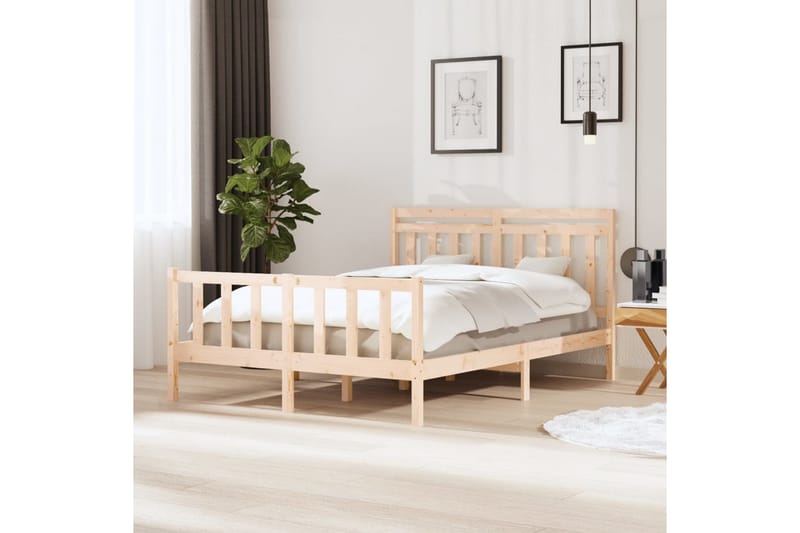 Sängram massivt trä 150x200 cm - Brun - Möbler - Säng - Sängram & sängstomme