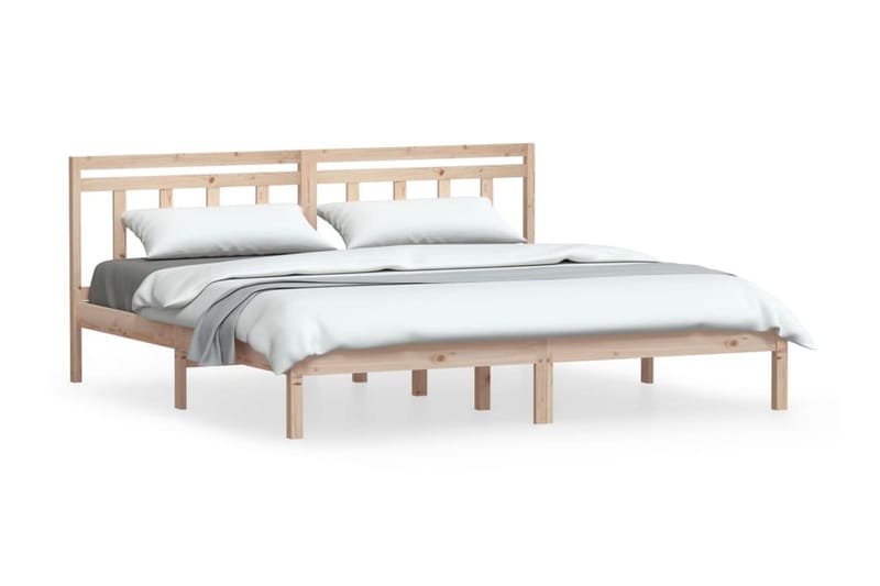Sängram massivt trä 200x200 cm - Brun - Möbler - Säng - Sängram & sängstomme