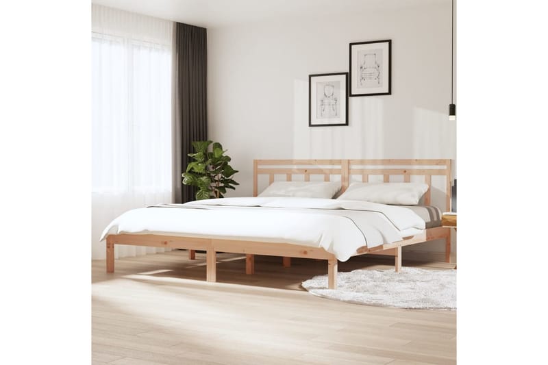 Sängram massivt trä 200x200 cm - Brun - Möbler - Säng - Sängram & sängstomme