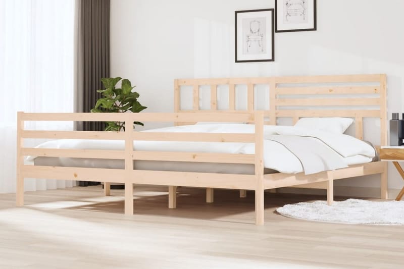 Sängram massivt trä 200x200 cm - Brun - Möbler - Säng - Sängram & sängstomme