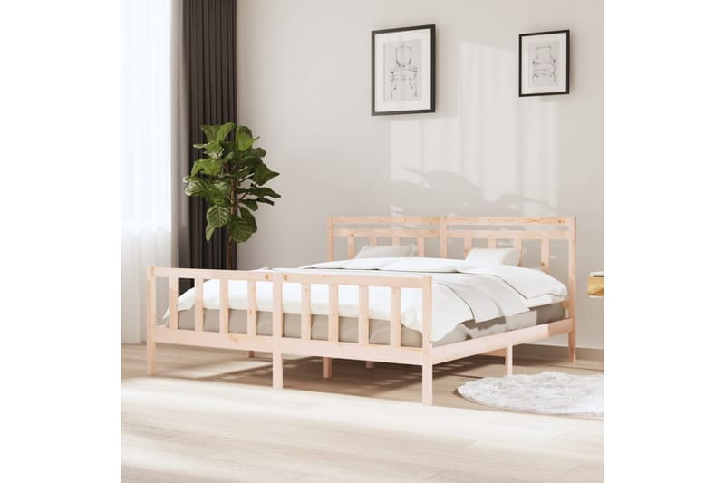 Sängram massivt trä 200x200 cm - Brun - Möbler - Säng - Sängram & sängstomme