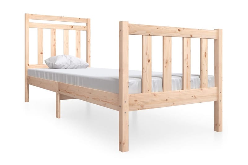 Sängram massivt trä 75x190 cm liten enkelsäng - Brun - Möbler - Säng - Sängram & sängstomme