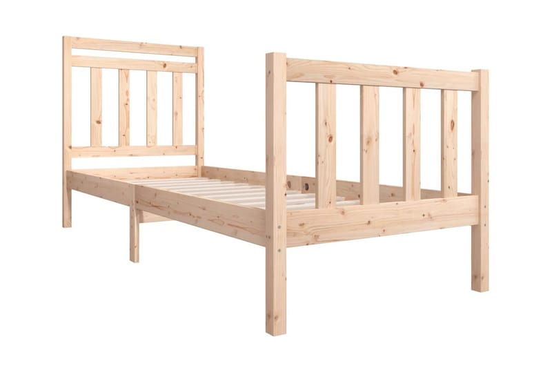 Sängram massivt trä 75x190 cm liten enkelsäng - Brun - Möbler - Säng - Sängram & sängstomme