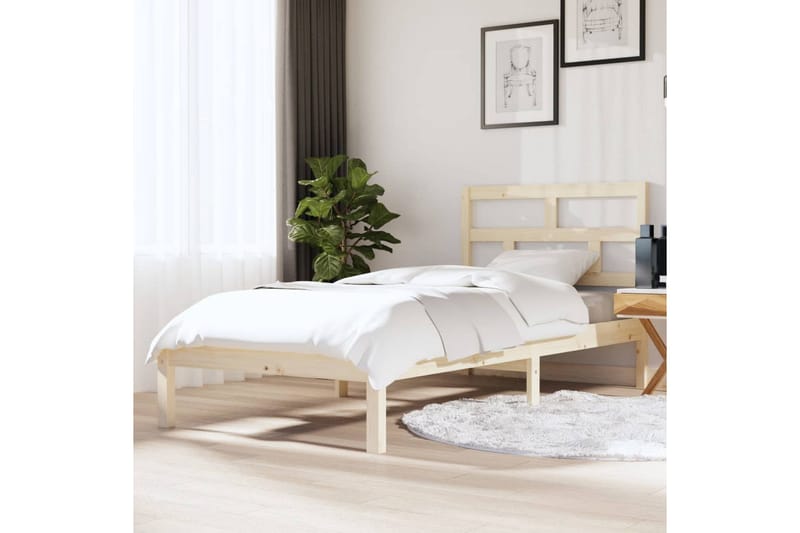 Sängram massivt trä 90x190 cm 3FT - Brun - Sängram & sängstomme