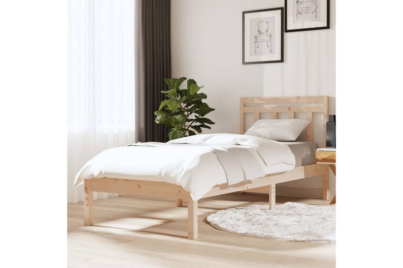 Sängram massivt trä 90x190 cm enkelsäng - Brun - Sängram & sängstomme