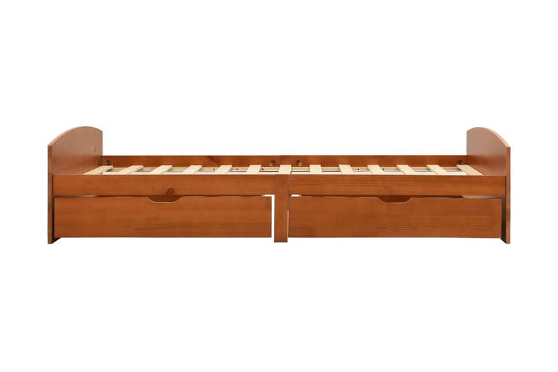 Sängram med 2 lådor honungsbrun massiv furu 90x200 cm - Brun - Möbler - Säng - Sängram & sängstomme