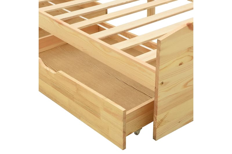 Sängram med 2 lådor massiv furu 90x200 cm - Brun - Möbler - Säng - Sängram & sängstomme