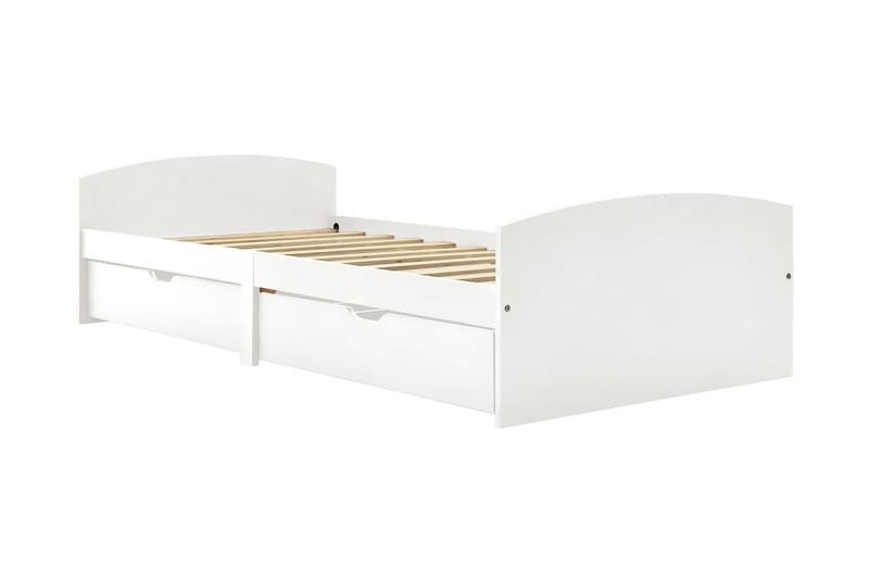 Sängram med 2 lådor vit massiv furu 90x200 cm - Vit - Möbler - Säng - Sängram & sängstomme