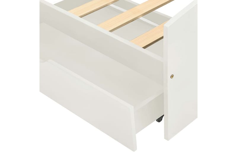Sängram med 2 lådor vit massiv furu 90x200 cm - Vit - Möbler - Säng - Sängram & sängstomme
