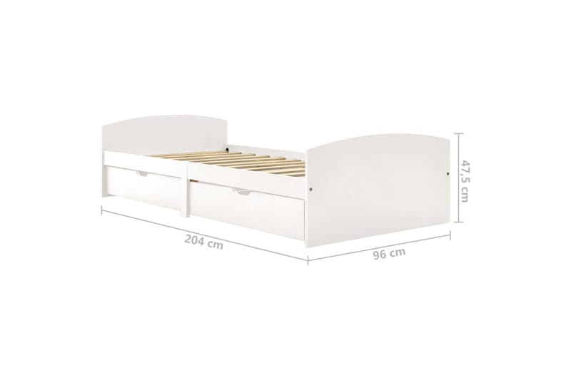 Sängram med 2 lådor vit massiv furu 90x200 cm - Vit - Möbler - Säng - Sängram & sängstomme