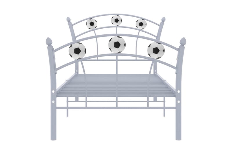 Sängram med fotbollsdesign grå metall 90x200 cm - Grå - Möbler - Säng - Sängram & sängstomme