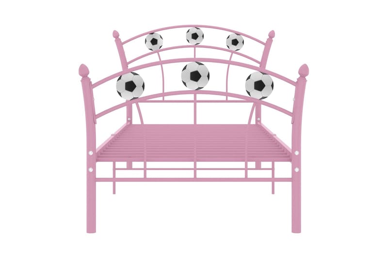 Sängram med fotbollsdesign rosa metall 90x200 cm - Rosa - Möbler - Säng - Sängram & sängstomme