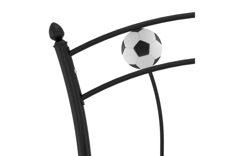 Sängram med fotbollsdesign svart metall 90x200 cm - Svart - Sängram & sängstomme