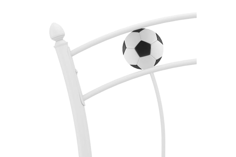 Sängram med fotbollsdesign vit metall 90x200 cm - Vit - Sängram & sängstomme