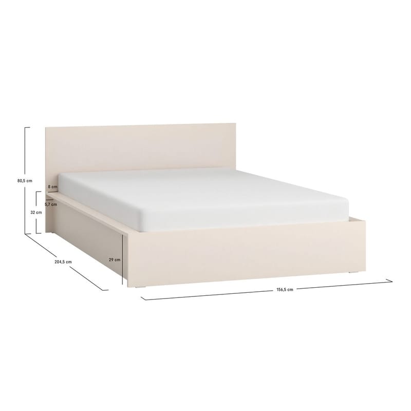 Sängram med huvudgavel 4 You Fresh med Upphöjd Ram Sandbeige - 140 x 200 cm - Möbler - Säng - Sängram & sängstomme