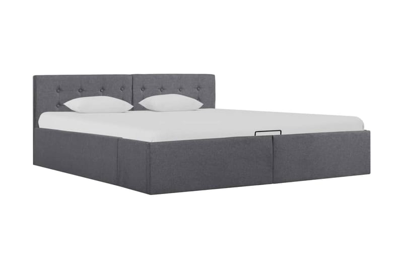 Sängram med hydraulisk förvaring mörkgrå tyg 160x200 cm - Grå - Möbler - Säng - Sängram & sängstomme