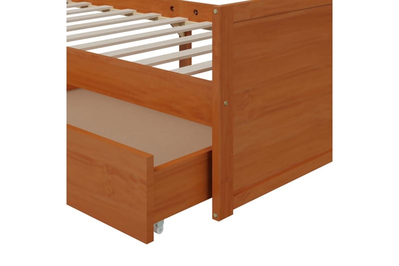 Sängram med lådor honungsbrun massiv furu 90x200 cm - Honung - Möbler - Säng - Sängram & sängstomme