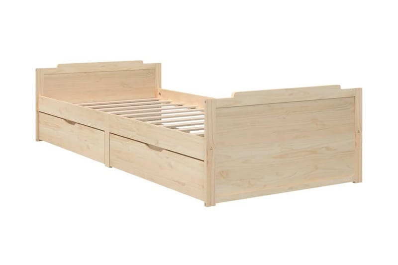 Sängram med lådor massiv furu 90x200 cm - Brun - Möbler - Säng - Sängram & sängstomme