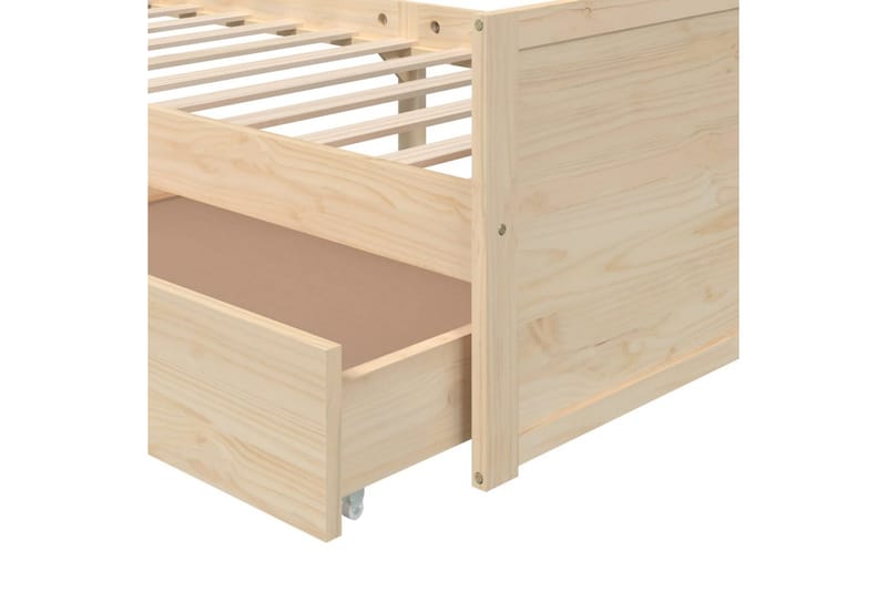 Sängram med lådor massiv furu 90x200 cm - Brun - Möbler - Säng - Sängram & sängstomme