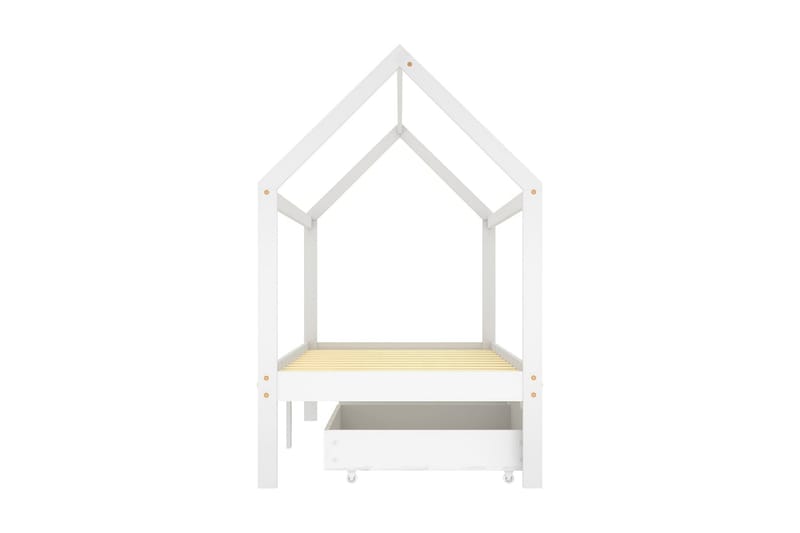 Sängram med lådor vit massiv furu 90x200 cm - Vit - Möbler - Säng - Sängram & sängstomme