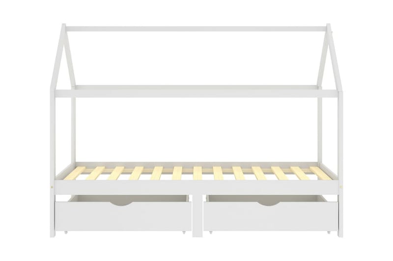 Sängram med lådor vit massiv furu 90x200 cm - Vit - Möbler - Säng - Sängram & sängstomme