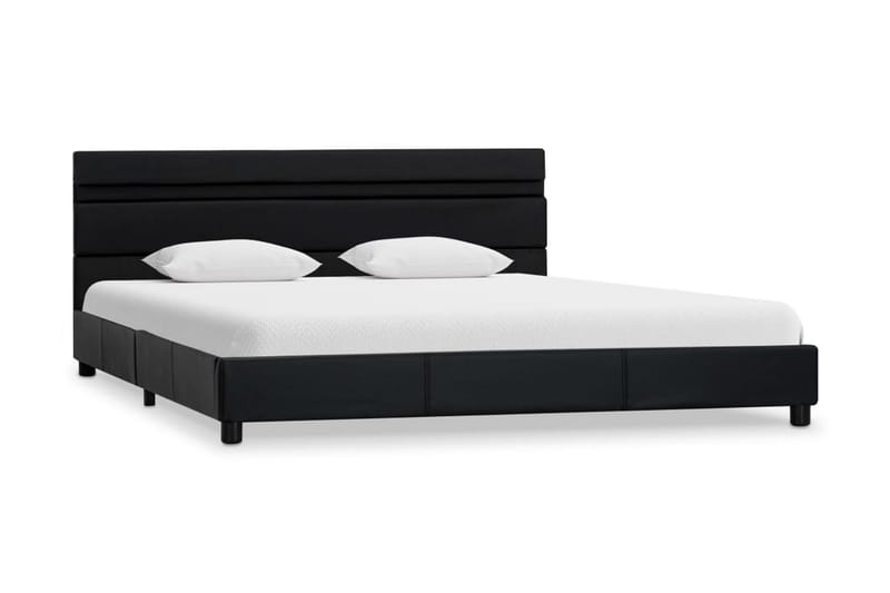 Sängram med LED svart konstläder 140x200 cm - Svart - Sängram & sängstomme - Hopfällbar säng