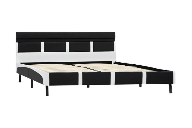 Sängram med LED svart konstläder 160x200 cm - Svart - Möbler - Säng - Sängram & sängstomme